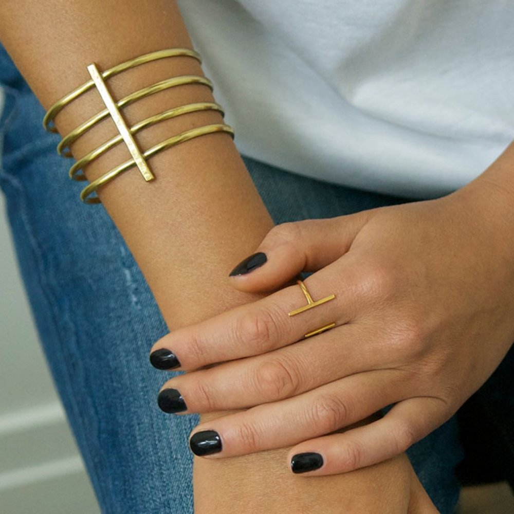 Bauxo Brass Tone Serve Cuff Bracelet NEW!